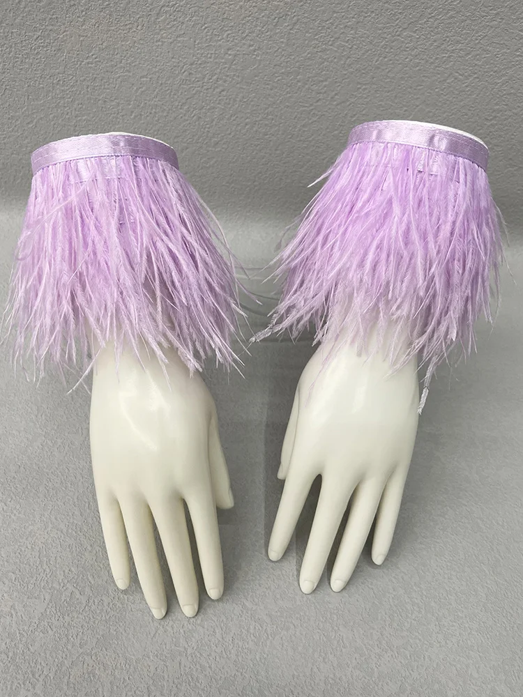 Fringe Ostrich Feathers Cuff Shirts Accessories Women Fashion Cuffs Fluffy Natural Ostrich Feather 24 Color Fur Wrist Cuffs 2022