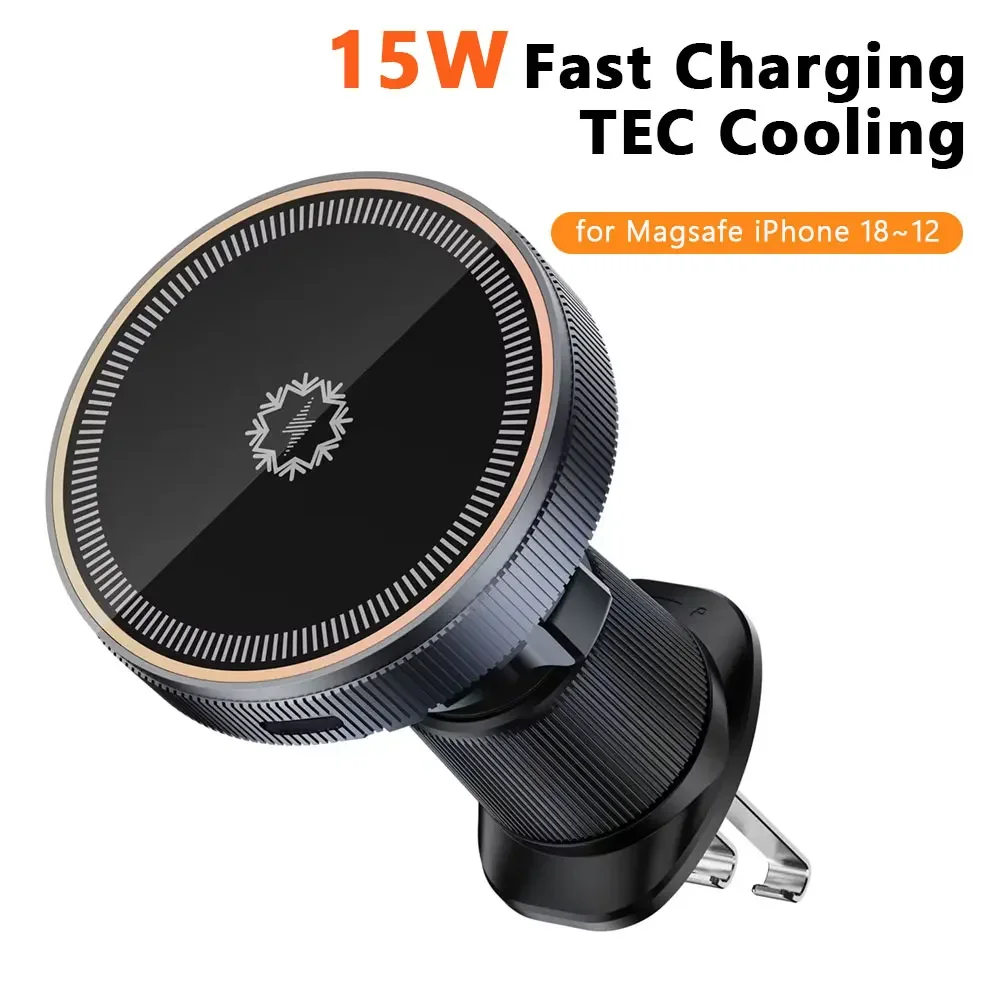 15W TEC Magnetic Wireless Car Charger Air Vent Phone Stand for Magsafe iPhone 17 16 15 14 13 12 Pro Max Fast Charging Station