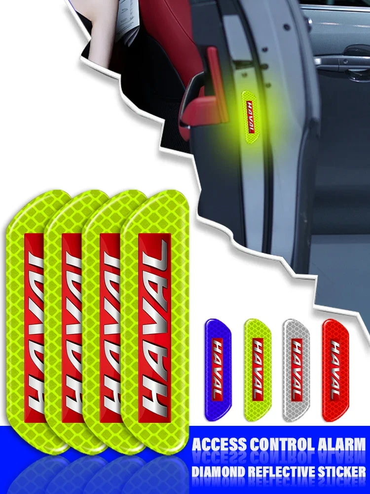 

4pcs Car Door Reflective Strips security Warning Stickers For Great Wall Haval H3 H5 M4 Poer 2022 Voleex C30 Hover 5 Cannon