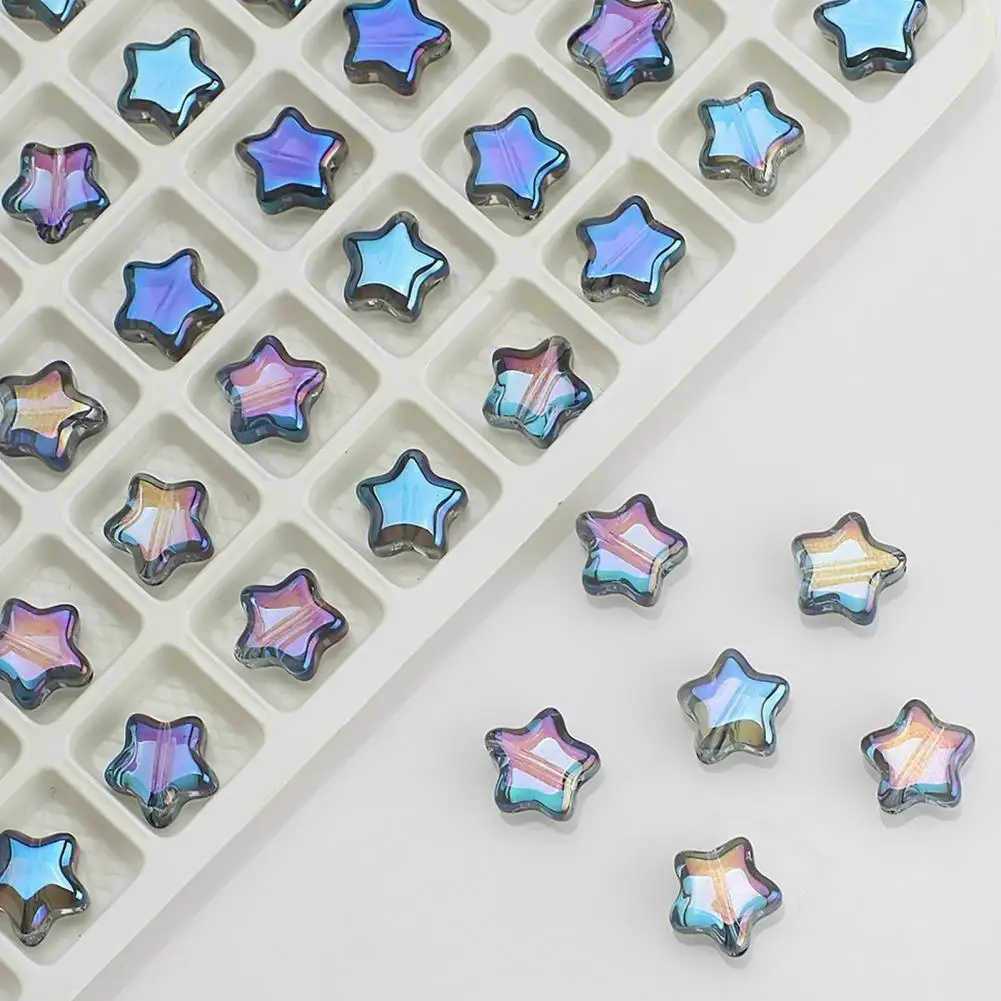 Star-shaped Glass Beads for Jewelry Making Beautiful Vibrant Glass Star Beads Assortment Colorful Glass Star Beads Versatile Diy