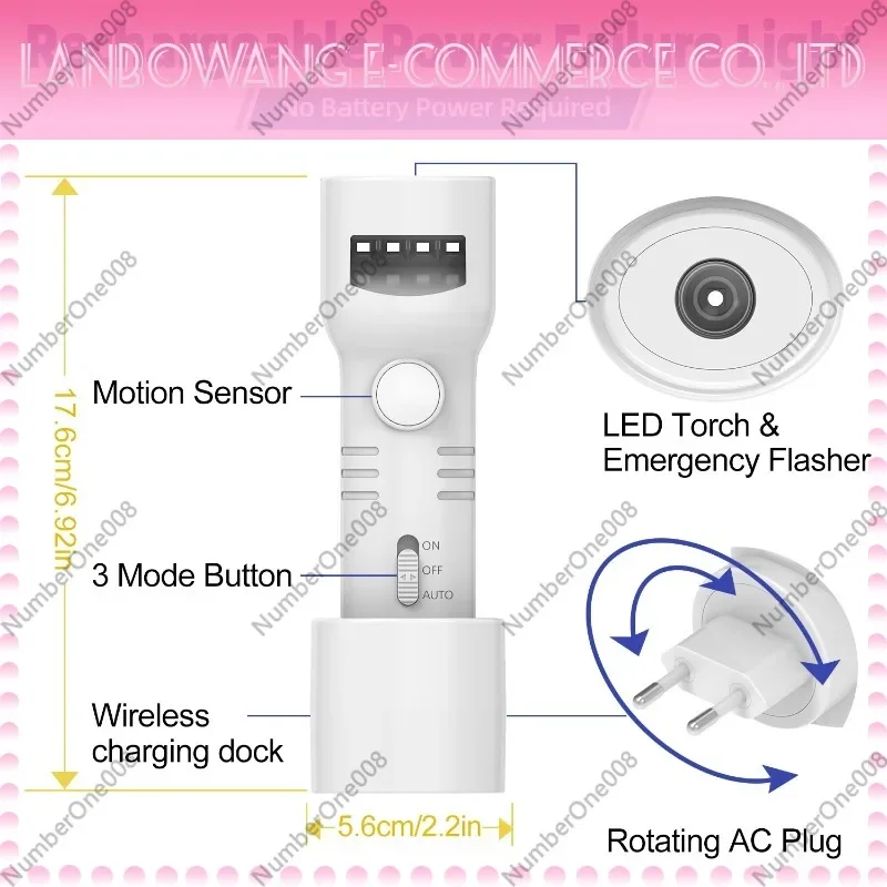 Smart Bedside Night Light - Motion Sensor, Rechargeable, Human Body Induction view 3