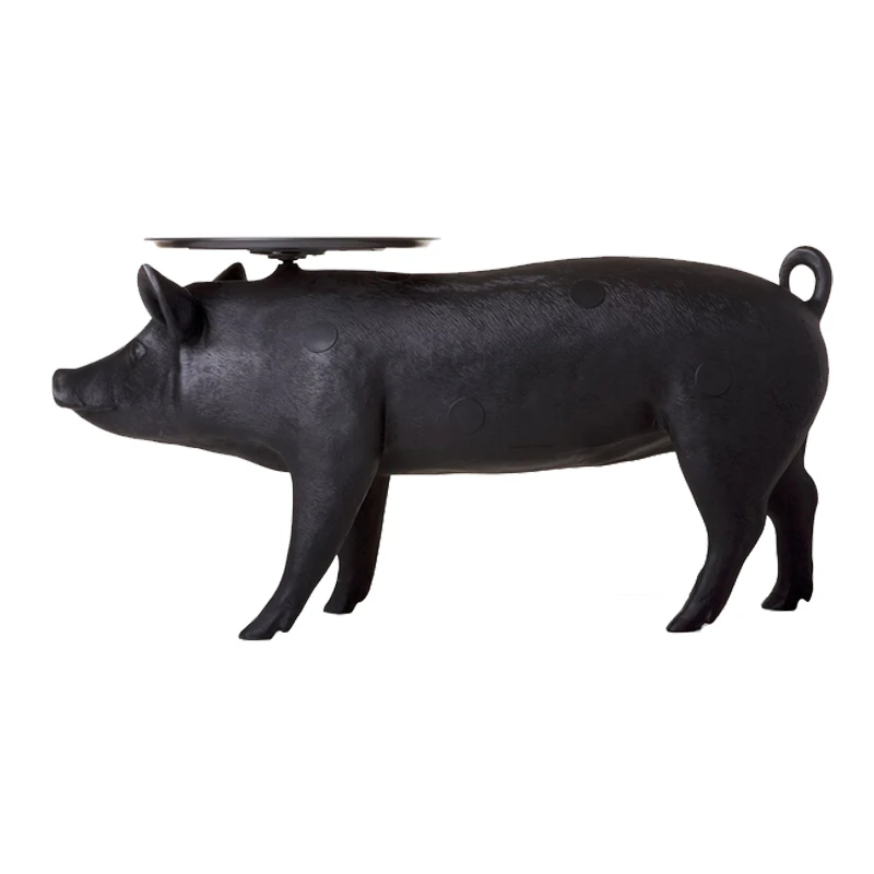 Pigtable nórdico simples criativo personalizado animal preto fibra de vidro mesa lateral lobby sala estar ornamento luz