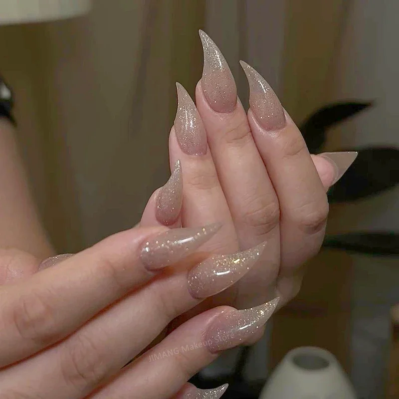 10 Uds. De uñas postizas hechas a mano con forma de garra de gato Y2K, puntas de uñas postizas acrílicas con pegamento, pegatina para uñas