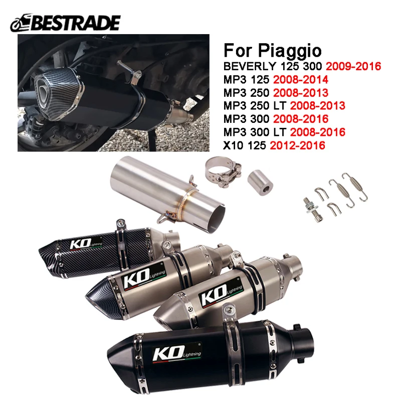 

Для Piaggio Beverly 125 300 MP3 125 250 300 выхлопная труба среднего звена мотоцикла Escape 51 мм глушитель с DB Killer Slip On