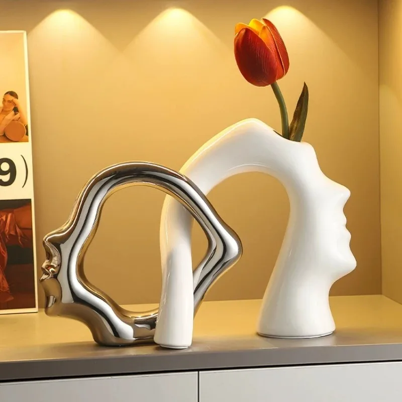 2026 Modern Desktop Ceramic Vase Ornament Home Living Room Decoration В Скандинавском Стиле تحف كبيره للمنزل Floreros Altos