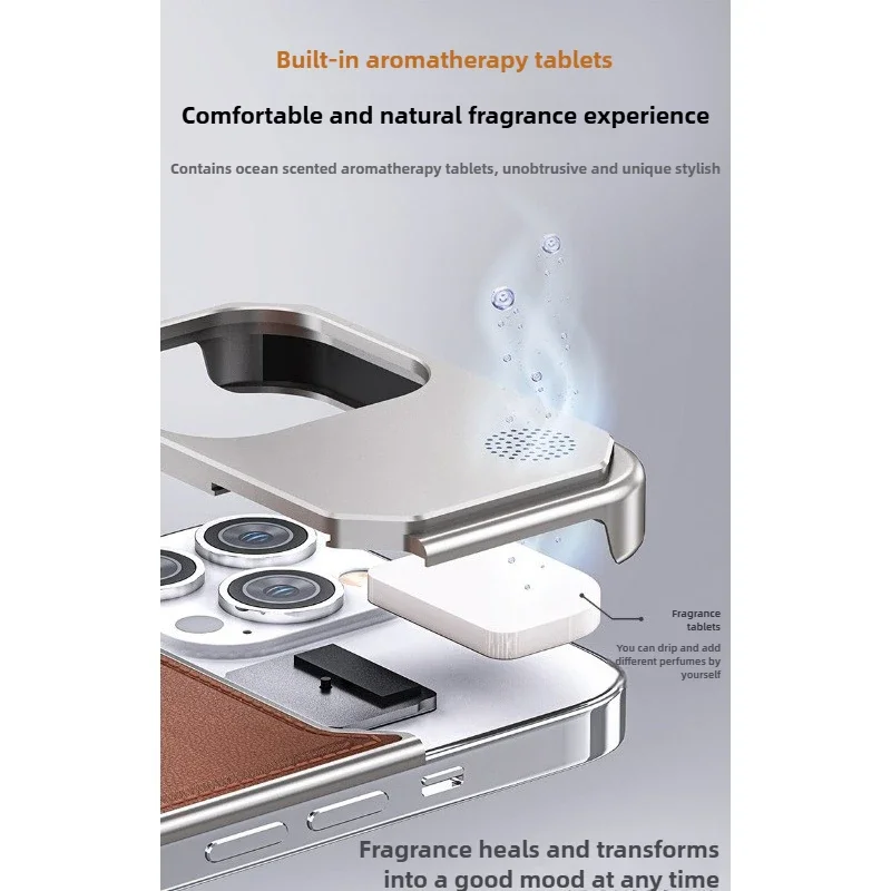 Push-Pull Borderless Leather Metal Phone Case for Iphone13 14 15 16pro Max Simple Design Shockproof Anti-scratch Protector Cover