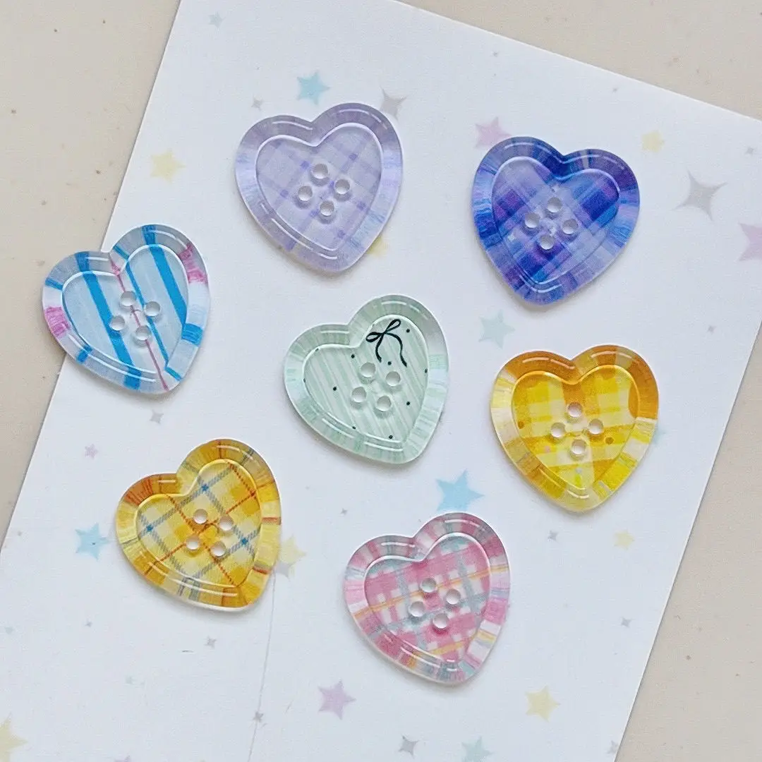 20Pcs Ice Through Lattice Love Series DIY Accessories Cartoon Sweet Hairpin Material Accessories Mobile Phone Case Buttons