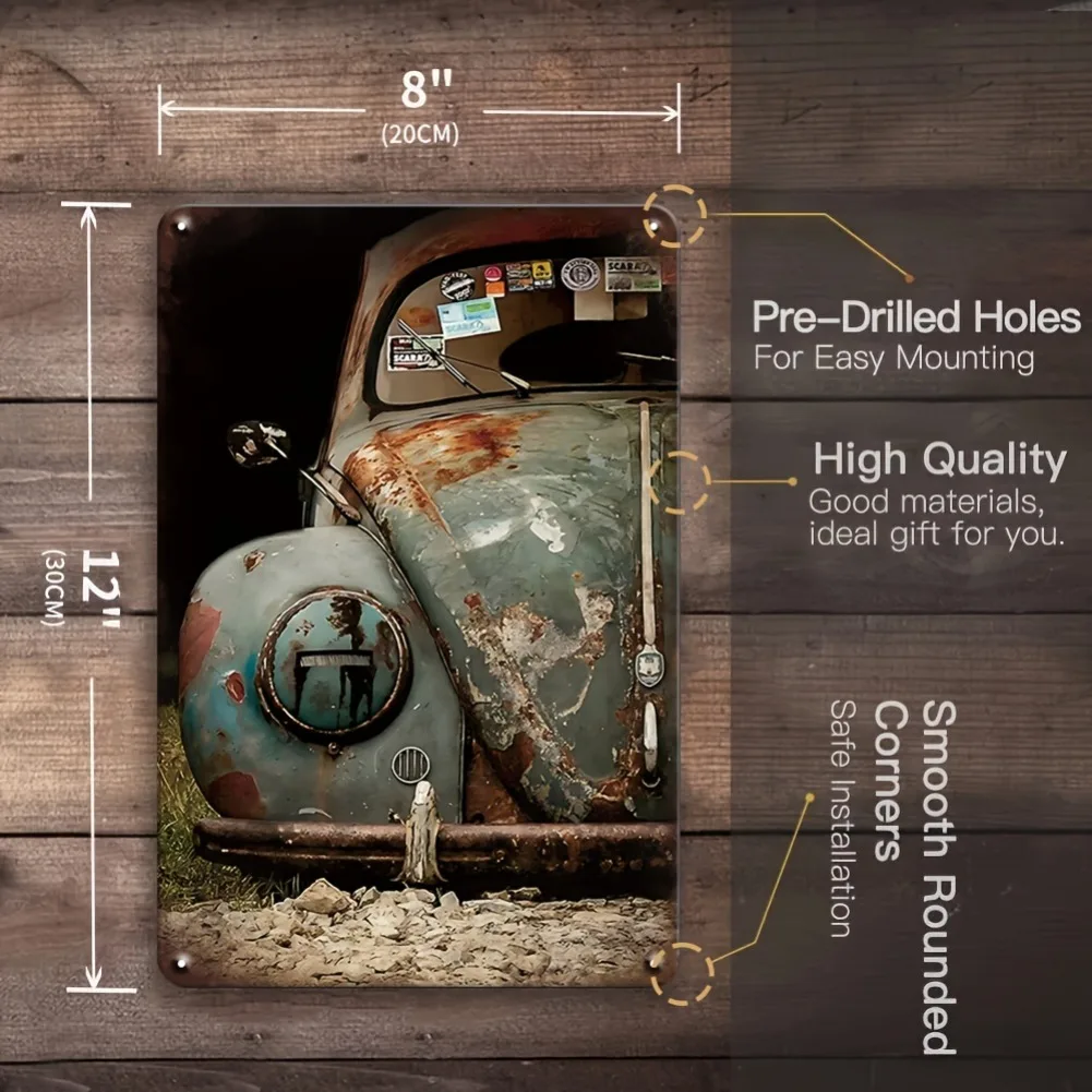 Vintage Car & Van Retro-Blechschilder, 6 Stück – klassische Fahrzeugdesigns, Metall-Wandkunst, langlebige vorgebohrte Dekoration für Garage, Männerhöhle