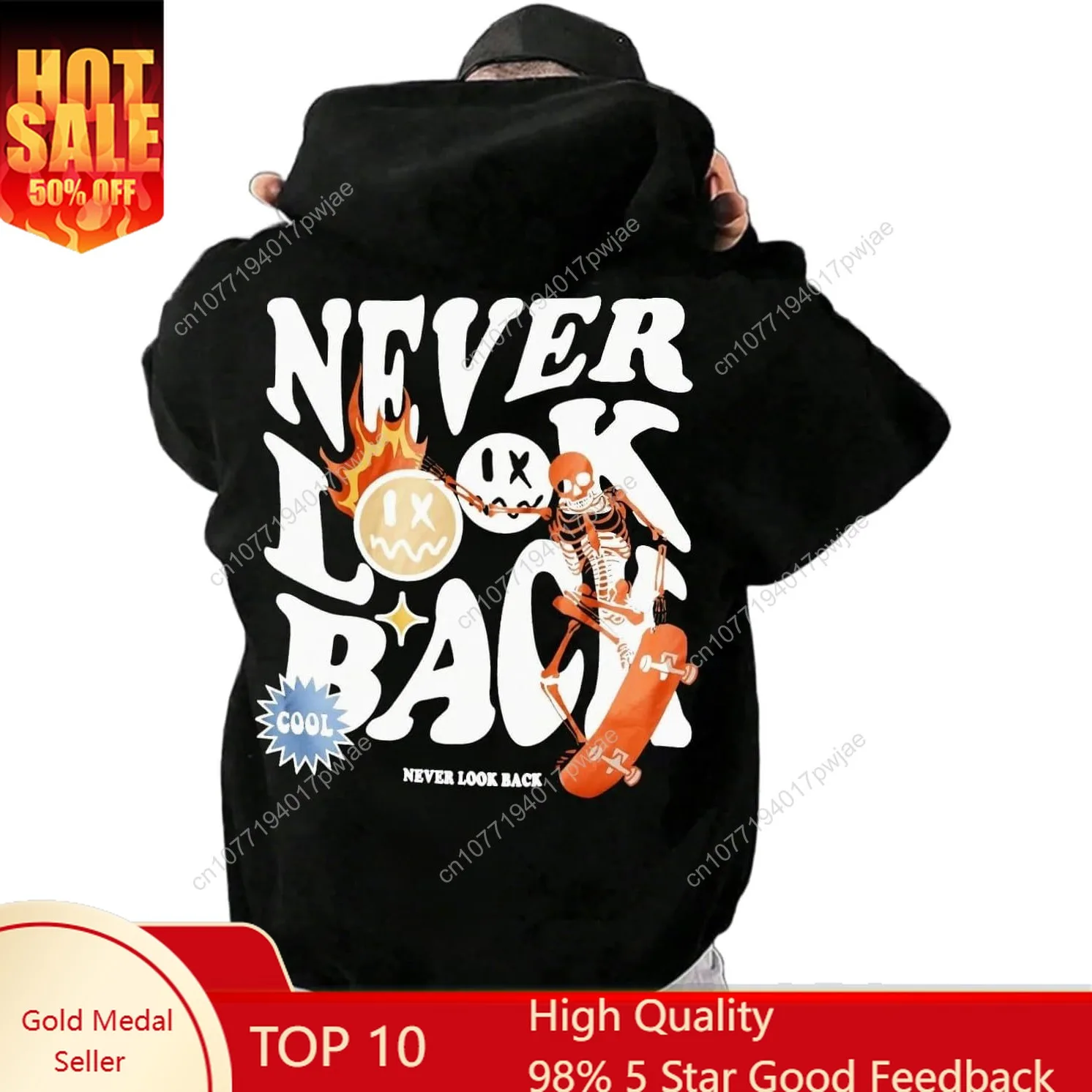 

UOUA Men's Graphic Quarter Zip Hoodies Casual Long Sleeve Drop Shoulder Sweatshirt Pullover Streetwear Top