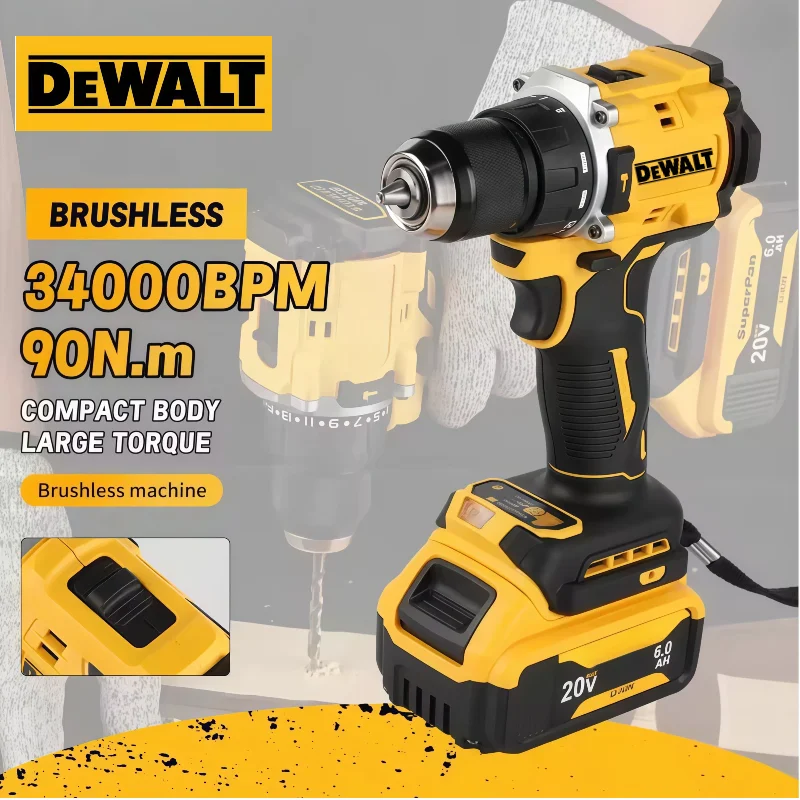 

Бесщеточная ударная дрель DEWALT DCD805, беспроводная электрическая отвертка, многофункциональная ручная дрель для аккумуляторов 18-20В, электроинструмент