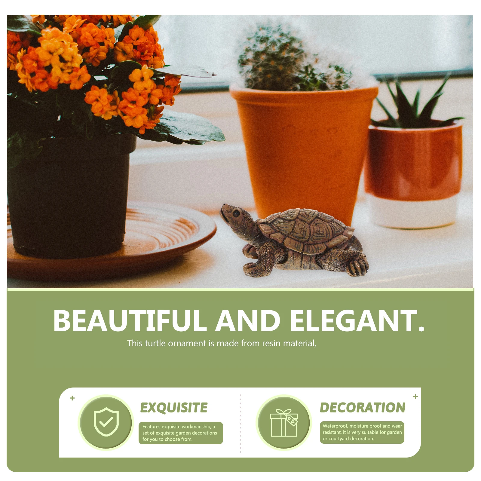 

Small Resin Turtle Decoration Realistic Turtle Sculpture Lightweight Desktop Car Dashboard Animal Ornament Durable