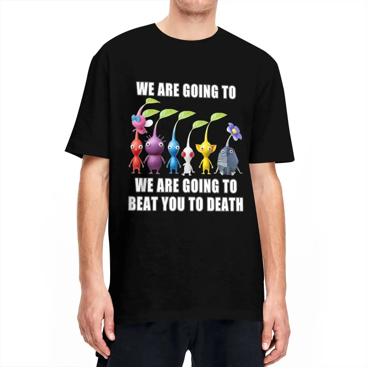 Oversized T-Shirt Pikmins Meme 100 Cotton T-Shirts Video Game Hipster Tee Shirt for Couple Summer Casual Short Sleeve Top Tees