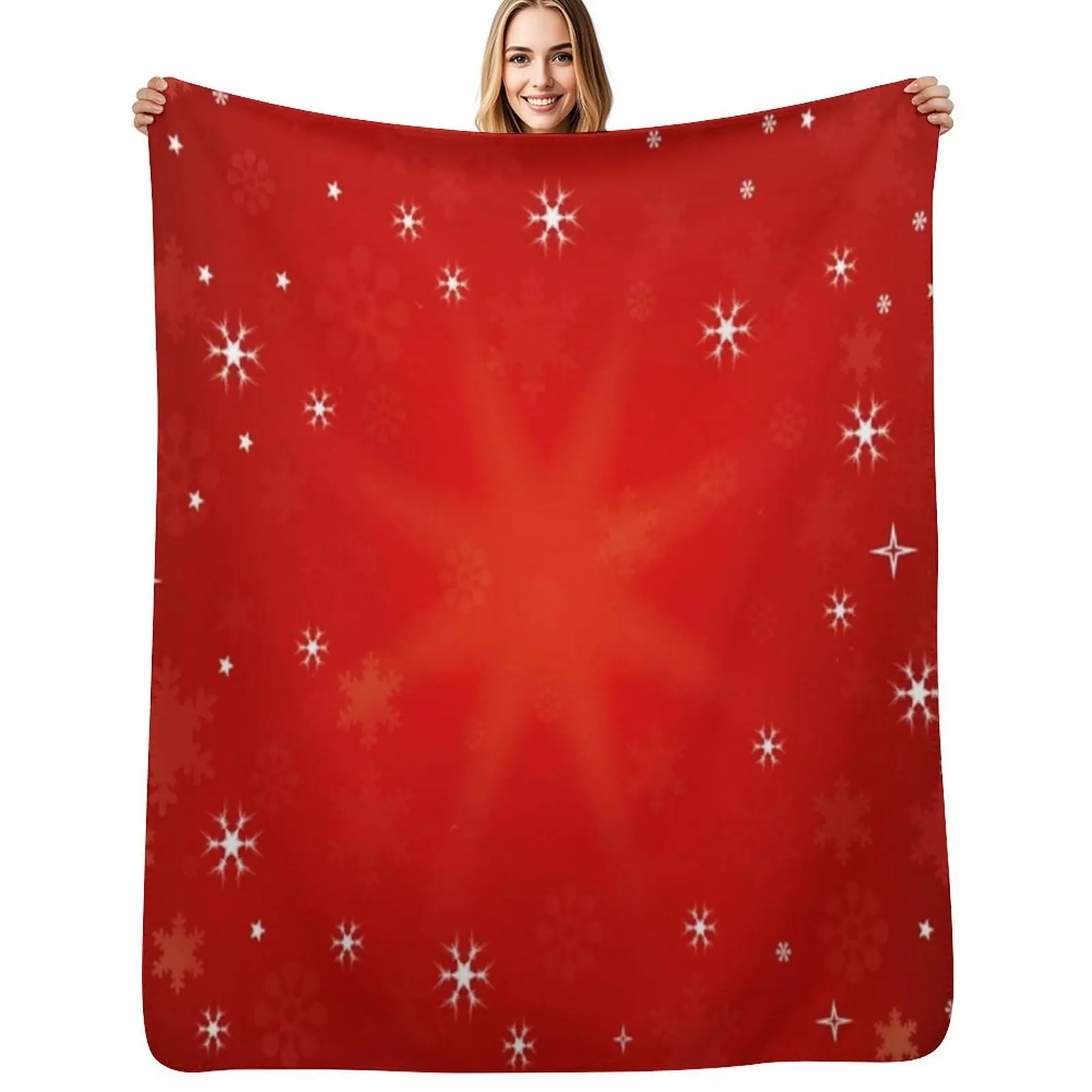 

Red Christmas Design Throw Blanket Soft Warm Blanket Gift for Grandparents