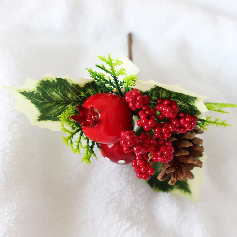 

10 Pcs Christmas Ornaments Xmas Garland Artificial Pine Cones Branch Branches Berry Pomegranate Tree