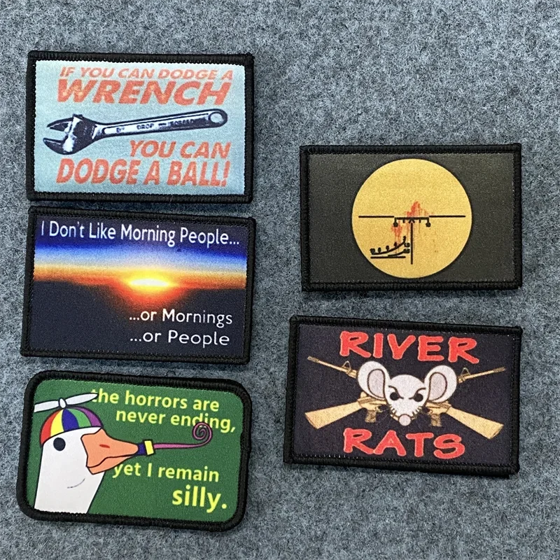 

River Rats Patch Beautiful Sunrise Sticker Interesting Print Applique Hook and Loop Backpack Patches Decorative Accessories