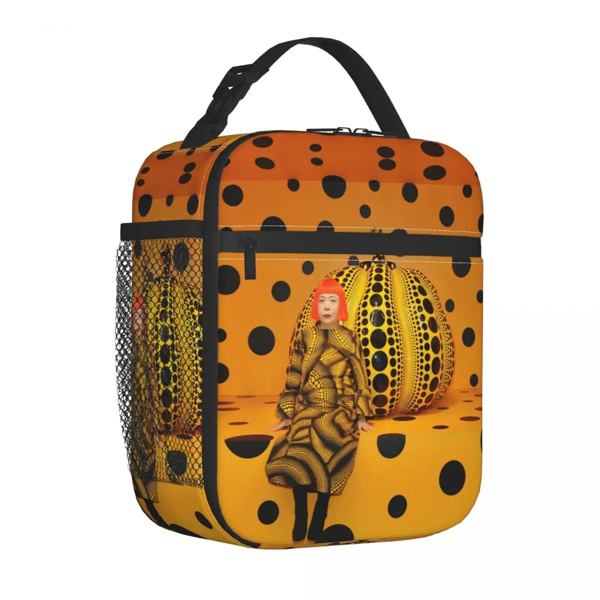 Pumpkins Is bolsa de almuerzo aislada amarilla, bolsa térmica, contenedor de comida Yayoi Kusama Art, lonchera de mano de alta capacidad, playa al aire libre