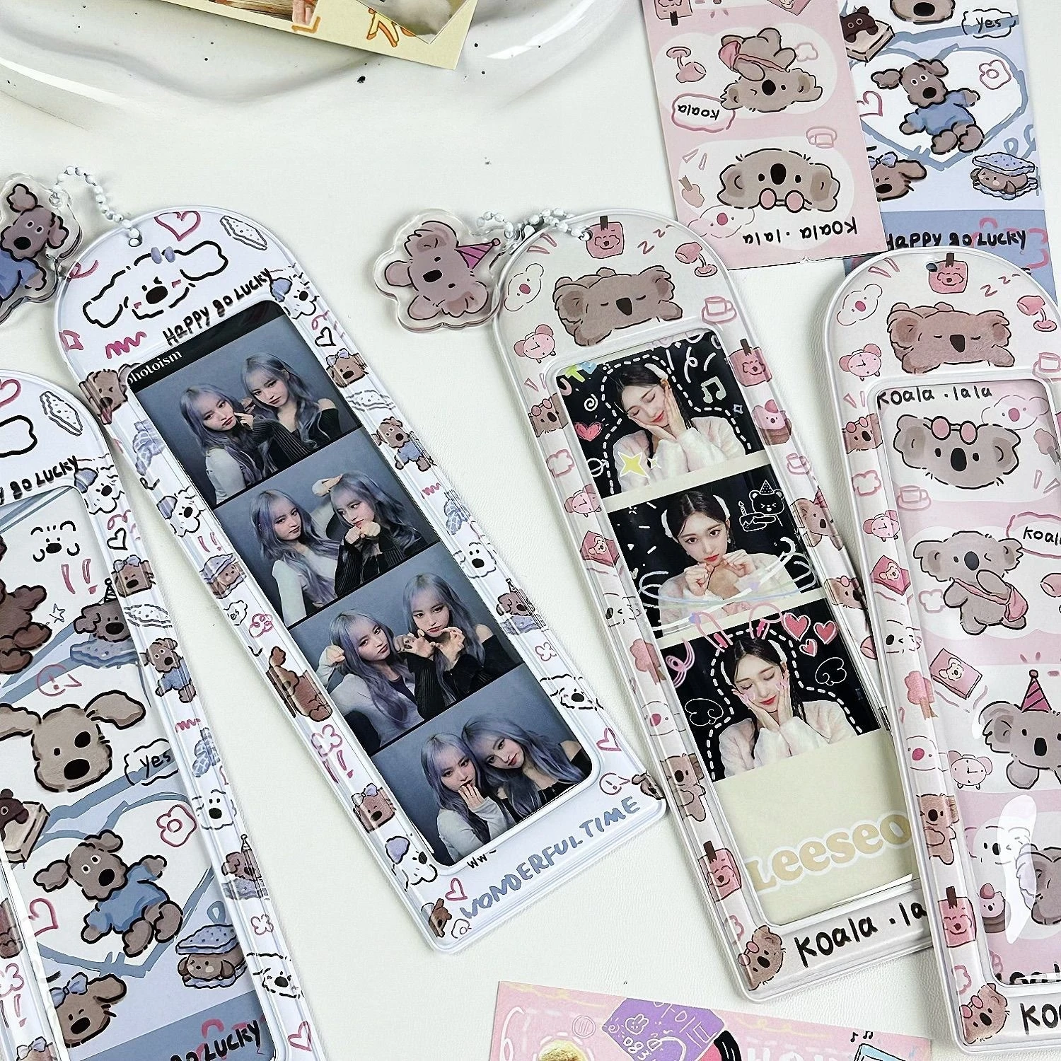 

Creative Hand Drawn Koala/Graffiti Milk Blue Little Dog Life Four Grid Card Set Love Bean Bookmark Head Photo Display Set