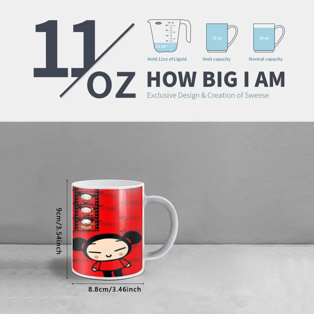 Cute Cartoon Pucca Garu Creative Change Ceramic Mug Heat Revealing Coffee Cup Breakfast Cup Mug Gift