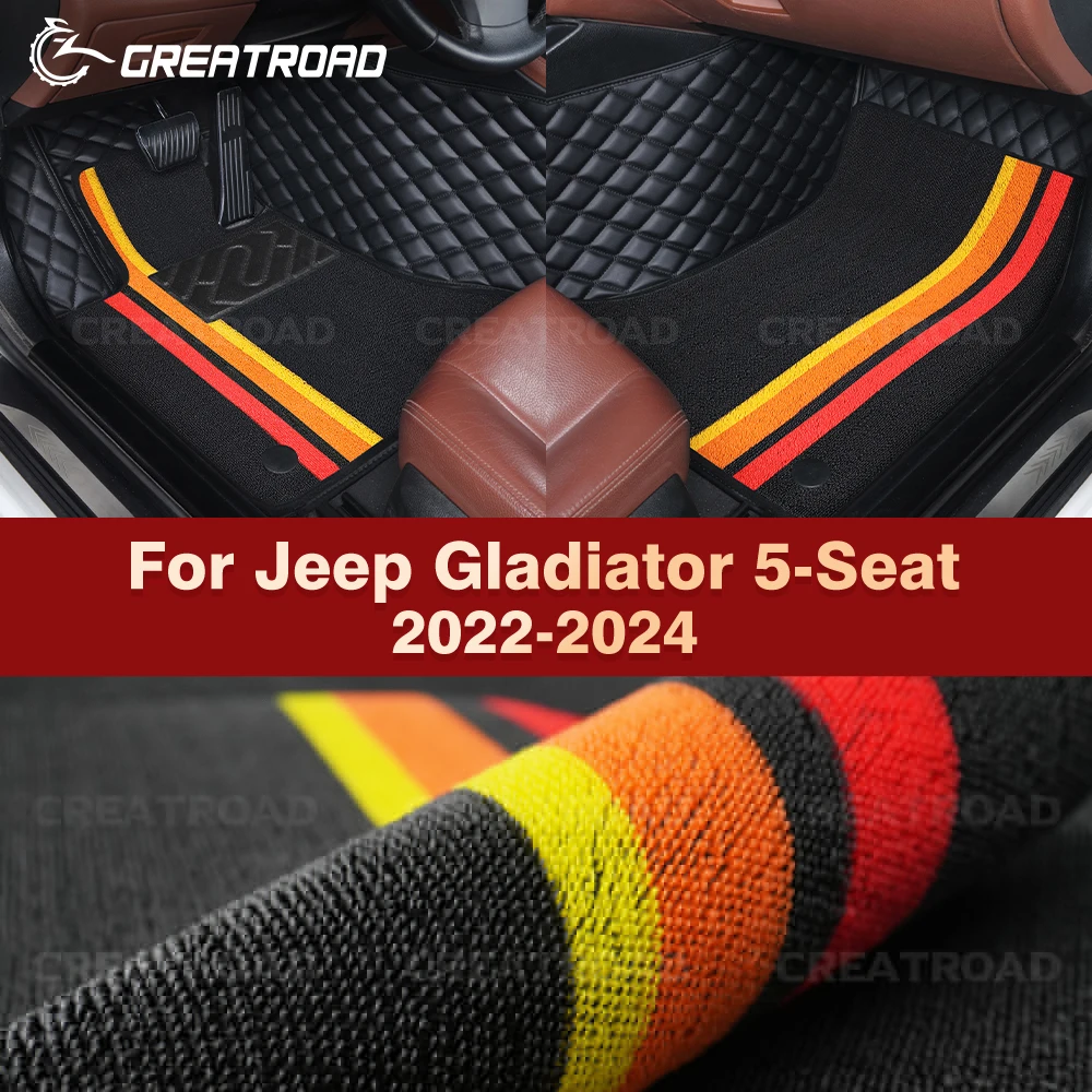

GREATROAD For Jeep Gladiator 5-Seat 2022-2024 Double Layer Car Floor Mats Interior Accessories Auto Carpet Cover Custom