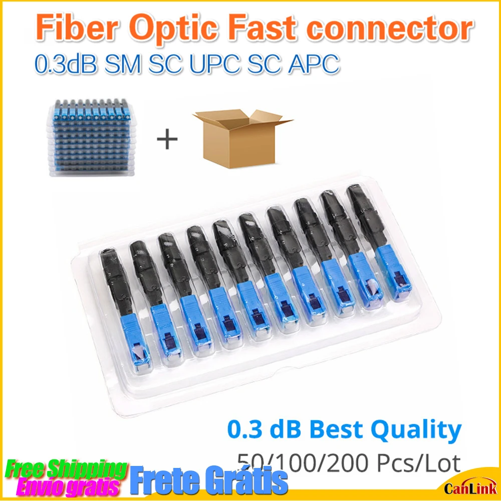 

Single-mode 0.3dB FTTH fiber optic fast connector SC UPC SC APC Embedded style quick Connector 50pcs 100pcs 200pcs Lot