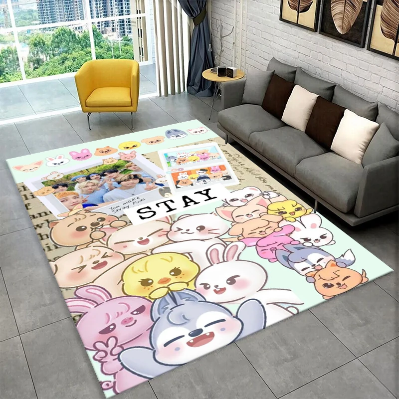 Kpop Stray Kids Musik-Stern-Teppich für Spielzimmer, Schlafzimmer, Wohnzimmer, Sofa, Heimdekoration, Kinder-Teppich, rutschfeste Bodenmatte, Geschenk