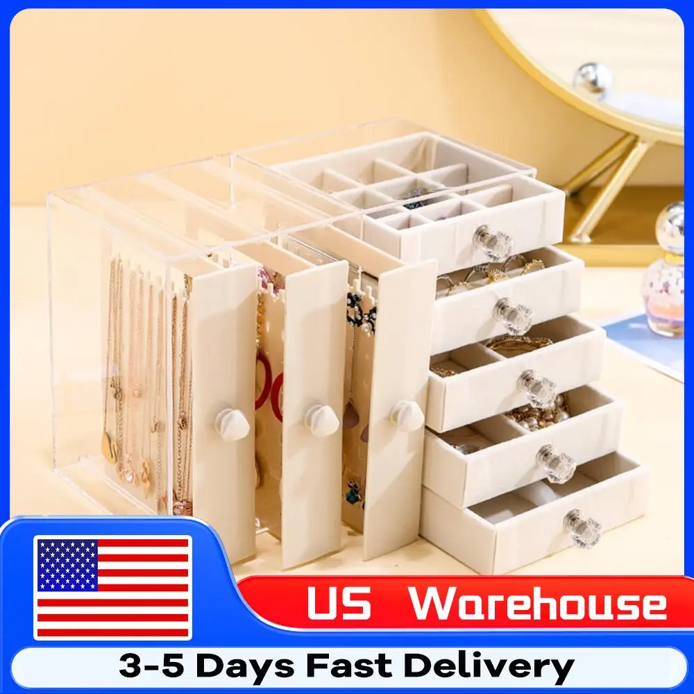 

Jewelry Organizer Stand Multifunction Storage Box with Drawer Necklace Display Holder Large Capacity Gift Box for Dressing Table