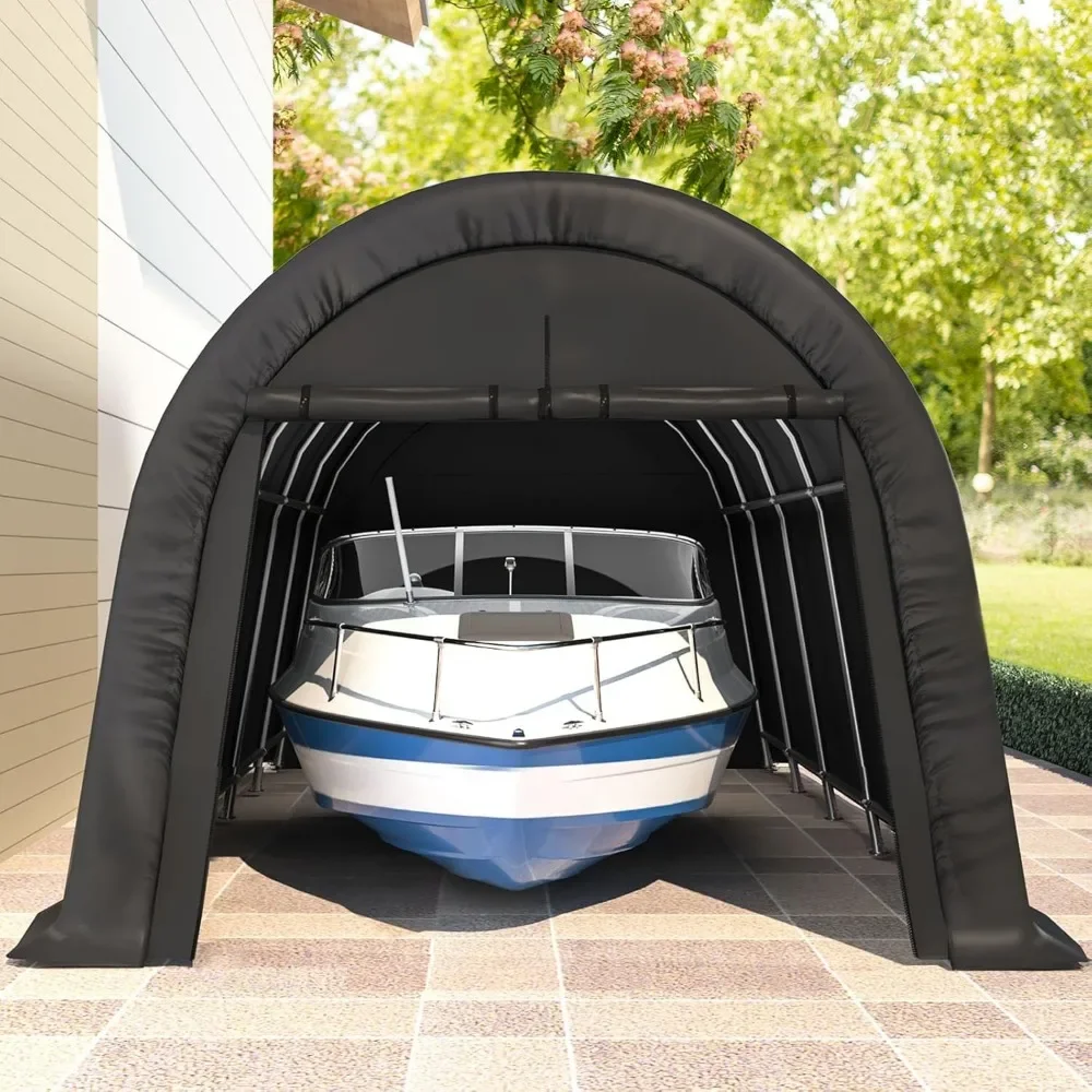 12 x 20 FT Heavy Duty, Portable Garage with All-Steel Metal Frame and Round Style Roof, Anti-Snow Car Canopy Outdoor Storage