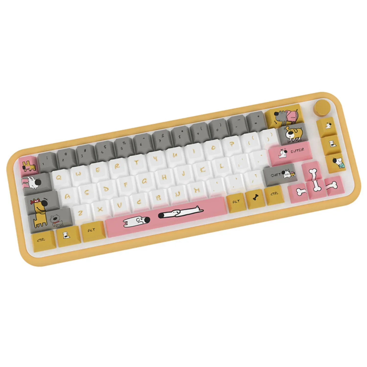 Cute Puppy Cherry Keycaps PBT Creative Large Set of Heat Sublimation Suitable for 60/84/98/108 Mechanical Keyboards