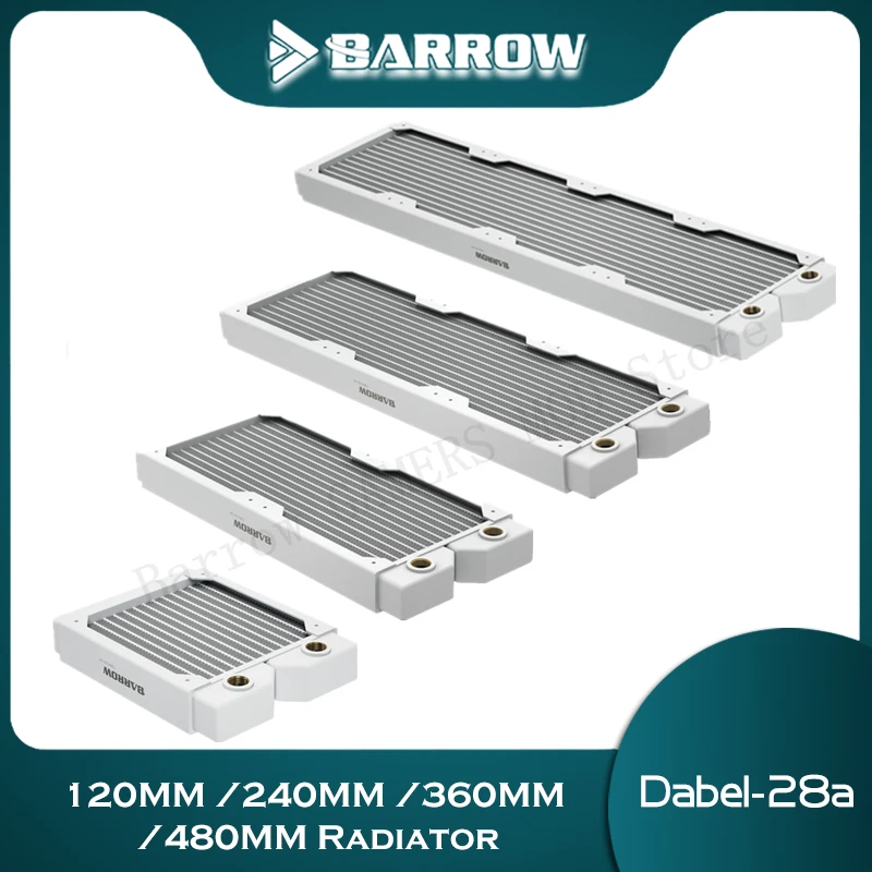 

Barrow 28mm Thick Pure Copper Radiator ,120mm 240mm 360mm 480mm Cooler Row,For Computer Water Cooling White Dabel-28a