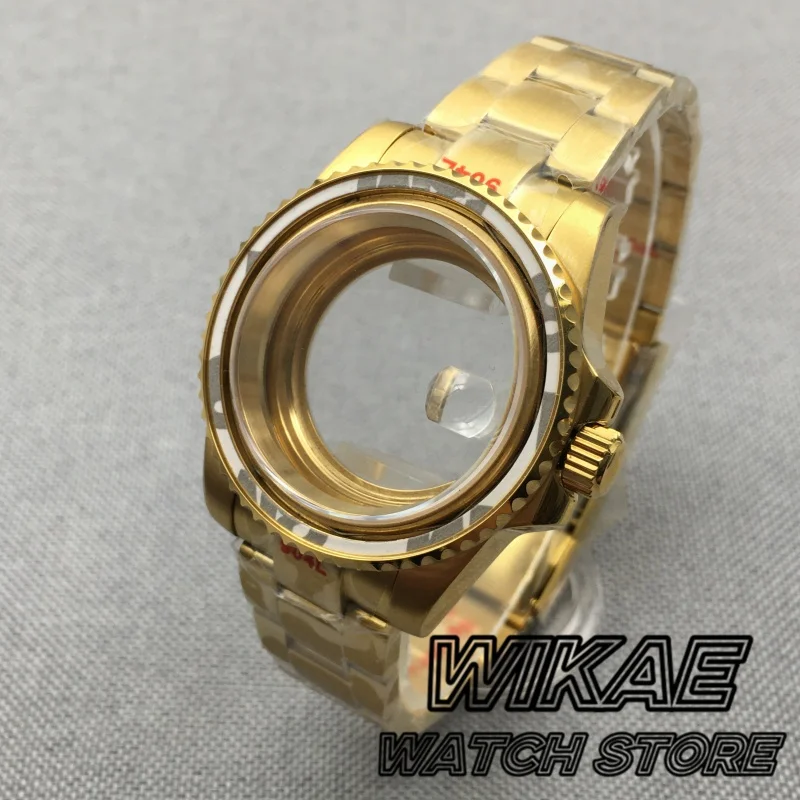 Two Tone Silver Gold Rose Black 40mm Diver Watch Case for SUB GMT Watch NH34 NH35 NH36 NH73 NH38 NH39 NH70 NH72 904L Bracelet