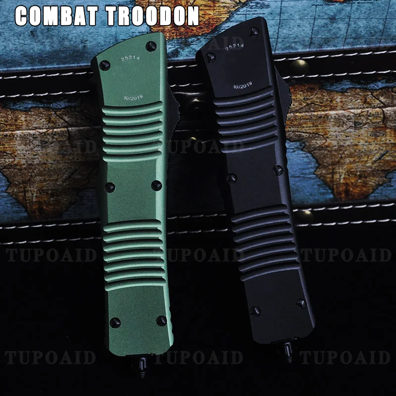 

Micro Combat TROODON OTF Knife Outdoor Camping Hiking TECH Pocket Knives D2 Steel CNC T6061 Aluminum Handle Utility EDC Tools