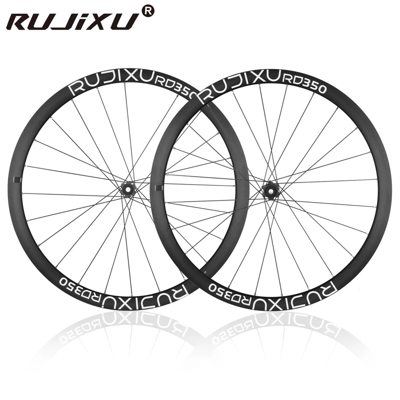 RUJIXU Road Bike Tubeless Disc Brake Wheelset 30/35/38/41mm Aluminum alloy Aero Wide Rim Thru Axle Hub  Bicycle Wheel