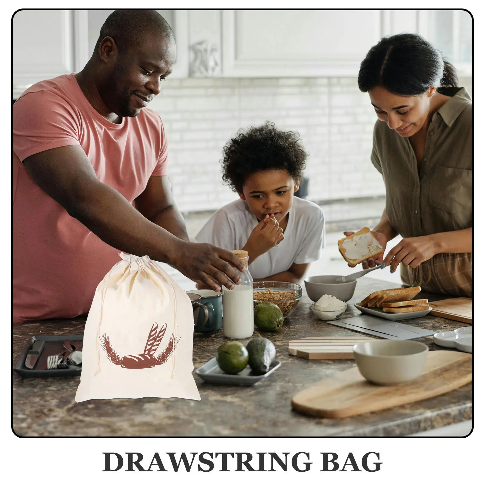 Sturdy Drawstring Bread Bag Spacious Design for Multiple Loaves Toast Biscuits Cookies Pastry Storage Reusable Food Pouch Bakery