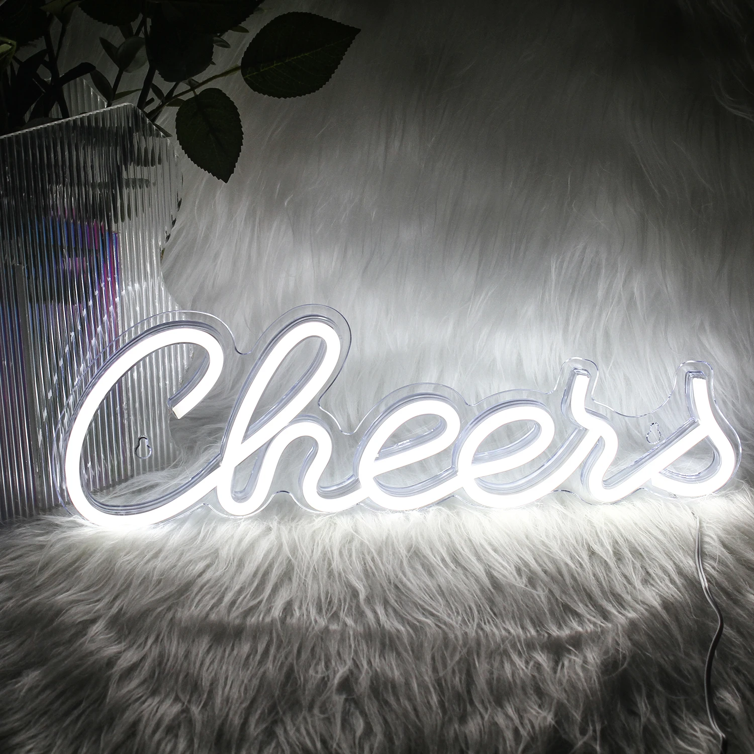 Imagem -03 - Cheers Neon Sign Led Room Wall Decor Usb Alimentado com Interruptor Acrílico Pendurado para Bar Clube Homens Caverna Bar Cart Holiday Party Decor