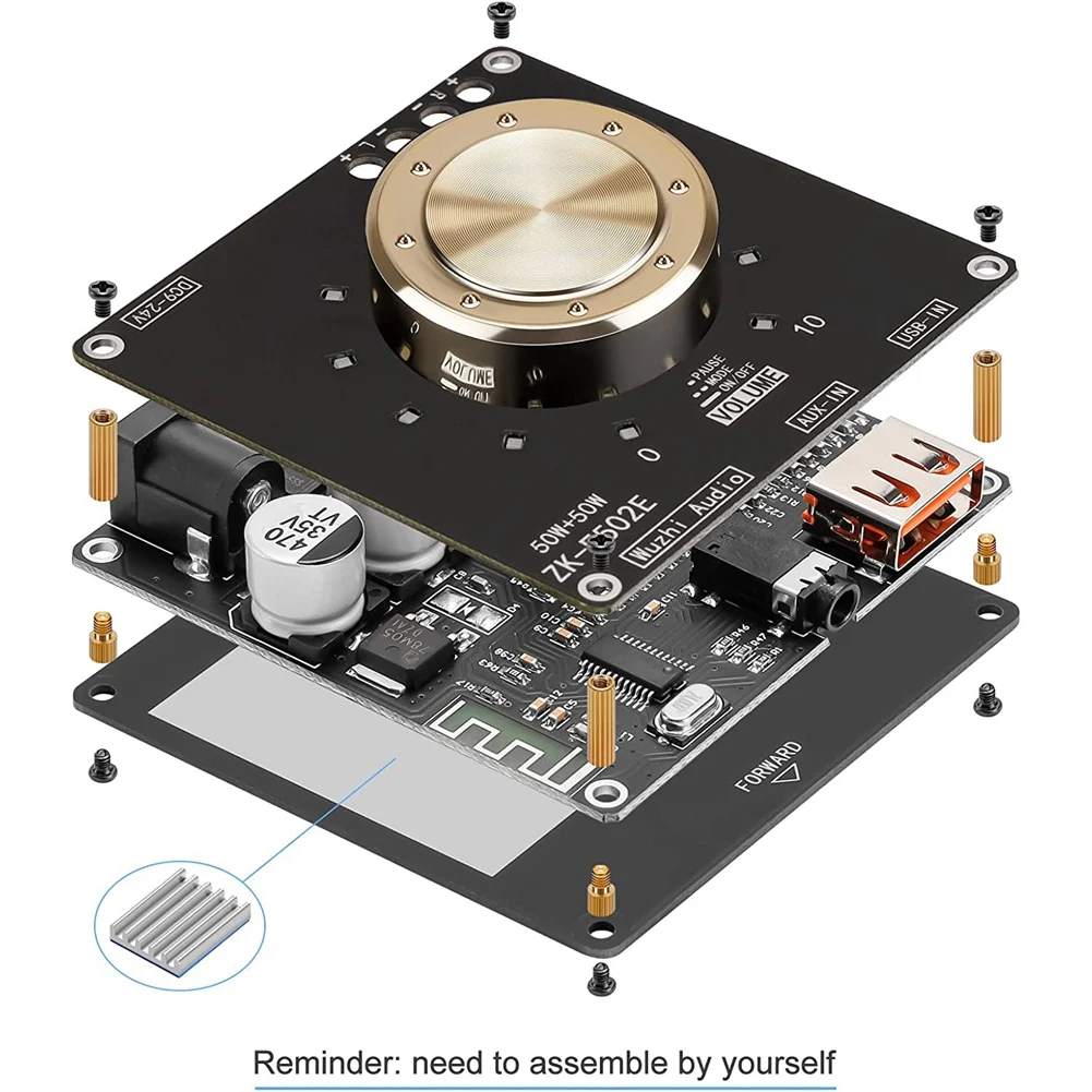 Mini Bluetooth Amplifier Board Stereo - 50W+50W Audio Amplifier Board Bluetooth 5.1 Amplifier Board Kit Amplifier Module