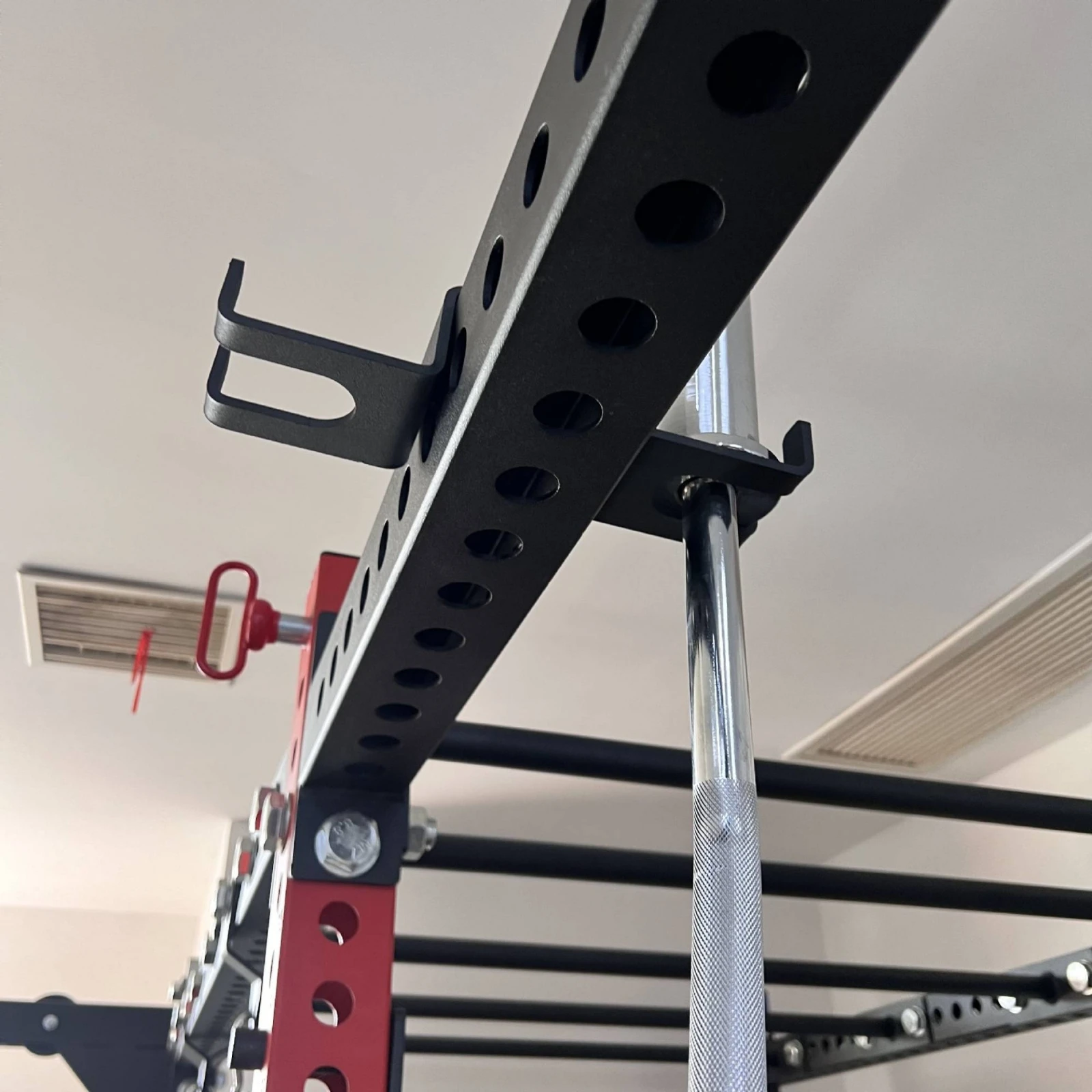 Barbell Bar Hanger with Four Hooks Powder-Coated Storage Hook Gym Equipment Rust-Resistant for Athletes, Weight Room