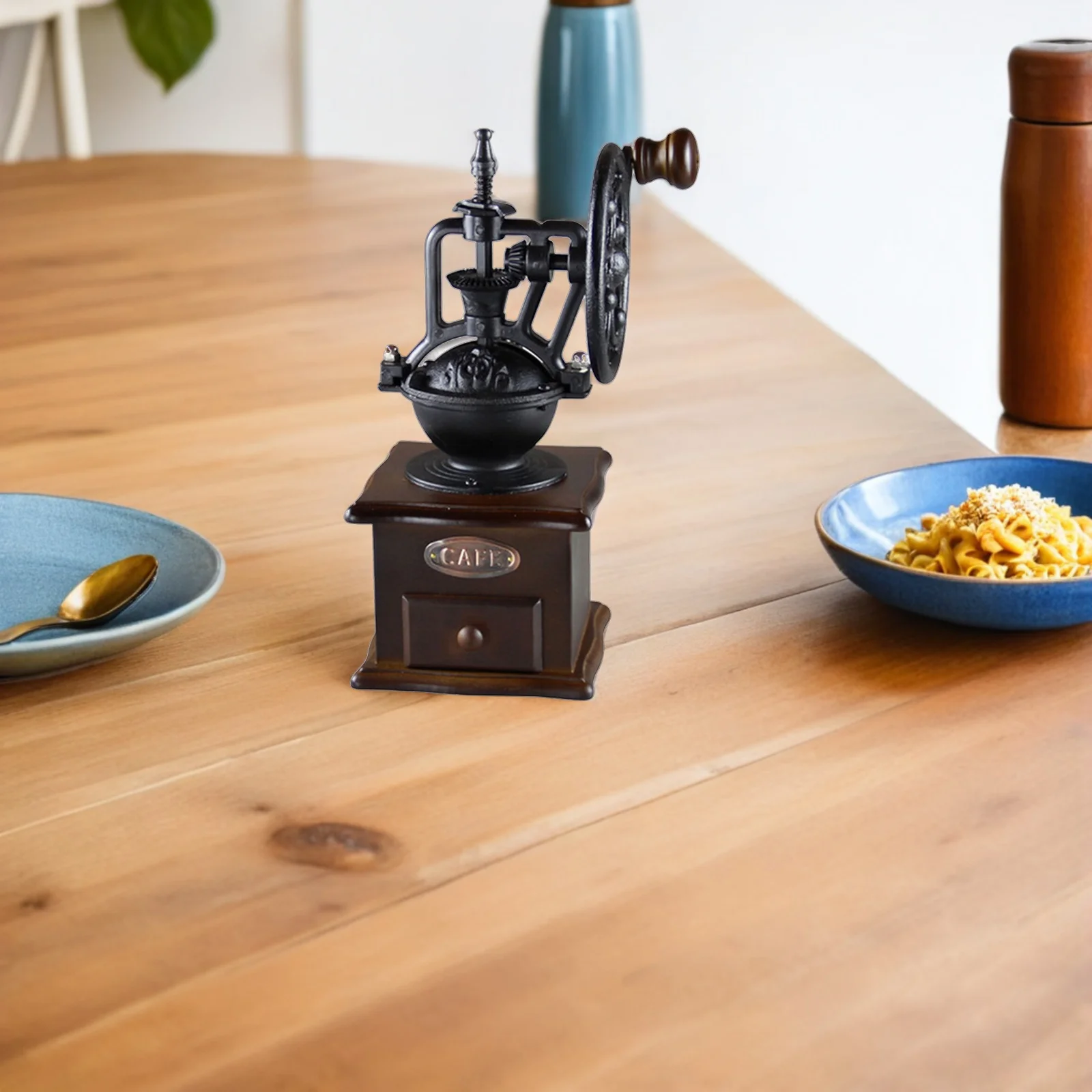 

Coffee Grinder Manual Hand Crank Portable For Coffee Beans Spices Vintage Style Wooden Base Compact Size Travel Camping