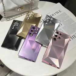 Etui Pattern Matte Skin Luxury Plating 3D Diamond Touch do Samsung Galaxy S22 S23 S24 Ultra Shockproof TPU+PC Cover S24 Plus