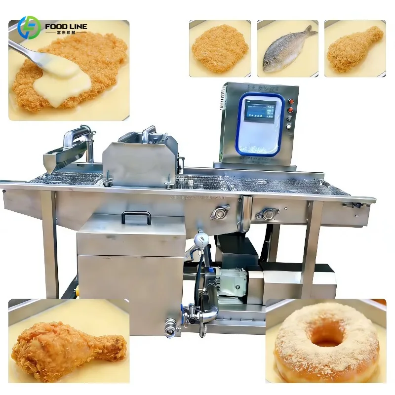 Customized Industrial Chicken Powder Coating Machine For Chicken Nugget Fish Meat Patty Breadcrumb Coating