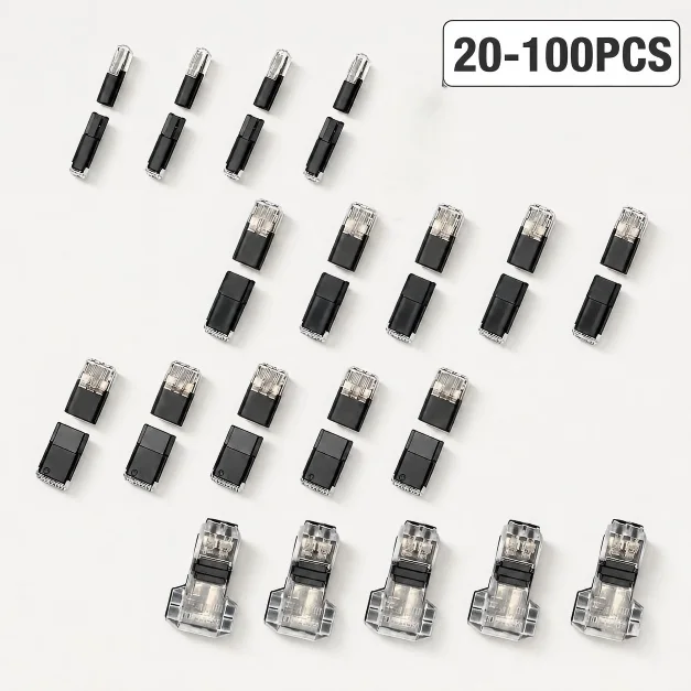 20/50/100 PEÇAS Conectores de Fio de Encaixe Rápido H2 D2 de 2 Pinos, Sem Desencapar, para Cabos de Carro, Kit de Fiação de Baixa Tensão para LED Automotivo