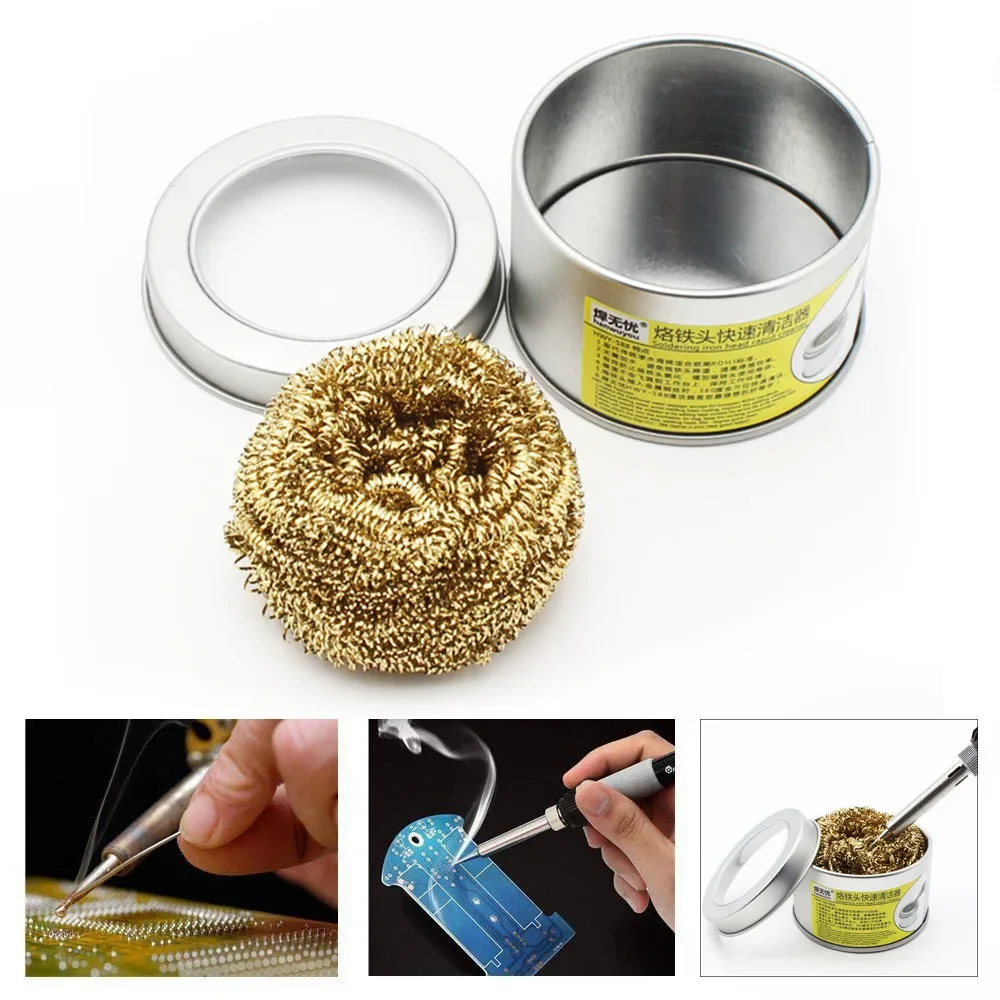 Iron Cleaner Welding Soldering Solder Iron Tip Cleaner Remove Tin with Insulation Pad Cleaner Brass Wire Sponge Balls Hot Sale