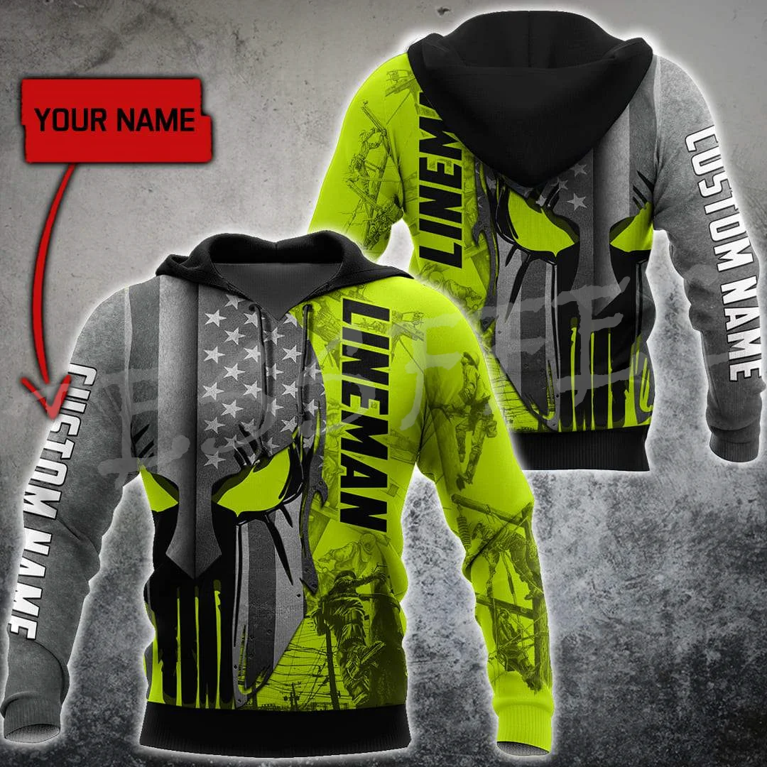 

Custom Name Electrician Lineman Worker Tattoo Tracksuit Retro 3DPrint Streetwear Pullover Harajuku Casual Funny Jacket Hoodies P