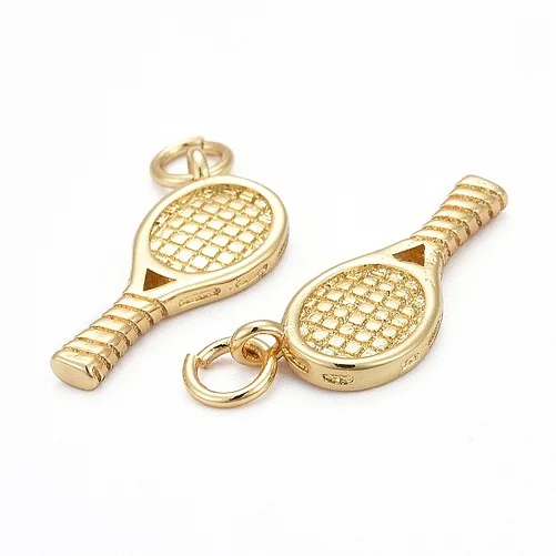 20pc Metal Pendants Sports Charms with Jump Rings Tennis Racket  Gold Plated for DIY Jewelry Neckalce Eardrop Beacelet Charm