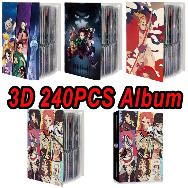 240 Uds álbum de tarjetas Anime Genshin Impact Demon Slayer tarjetas libro Anime mapa carta titular carpeta cuaderno colección carpeta Juguetes