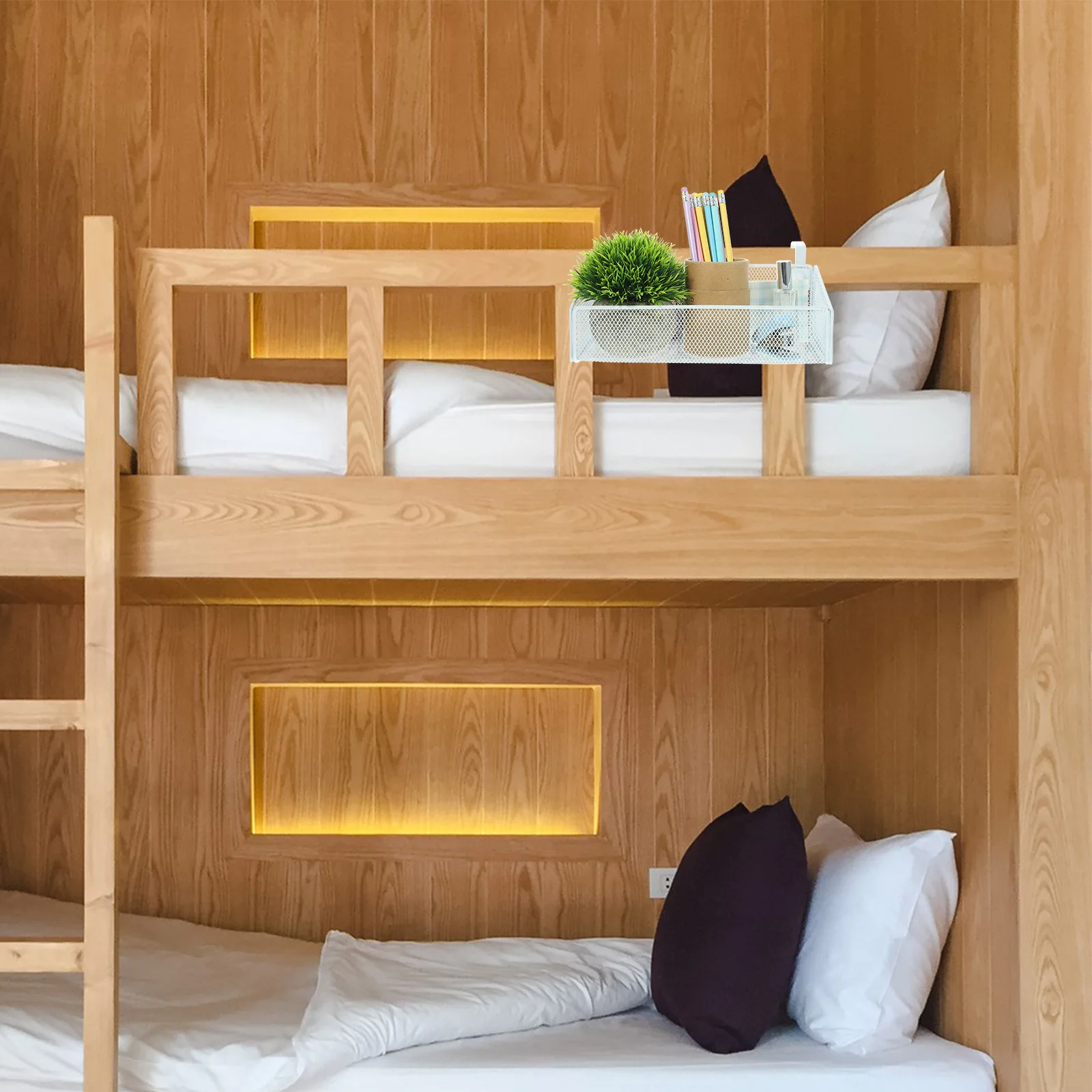 

Storage Dormitory Bedside Organizer Metal Iron Hanging Sundries Basket Home Office Decor Household Storage Solution