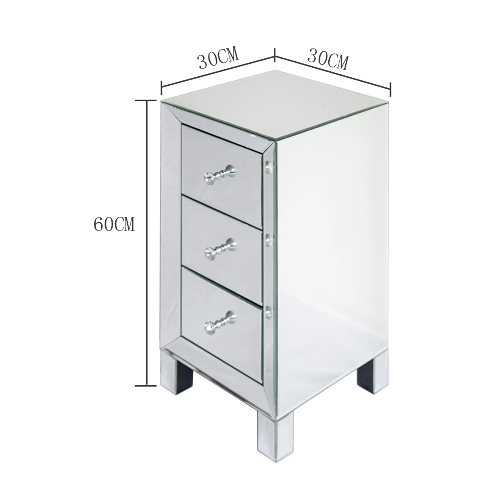 Modern and Contemporary Mirrored 3-Drawers Nightstand Bedside Table  It can be not only used as bathroom cabinet, but also