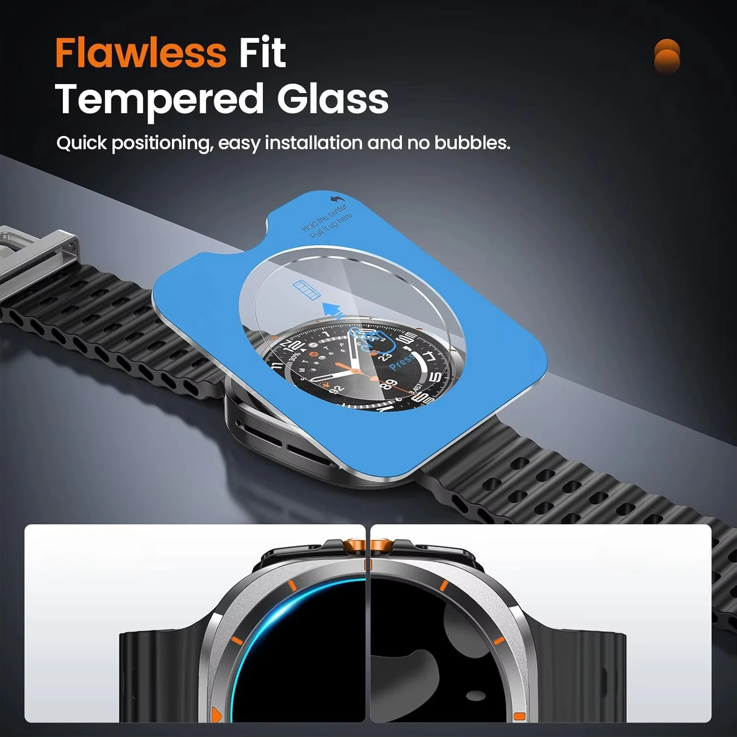 3 in 1 Metal Case for Samsung Galaxy Watch Ultra Screen Protector 47mm Protective Bumper Tempered