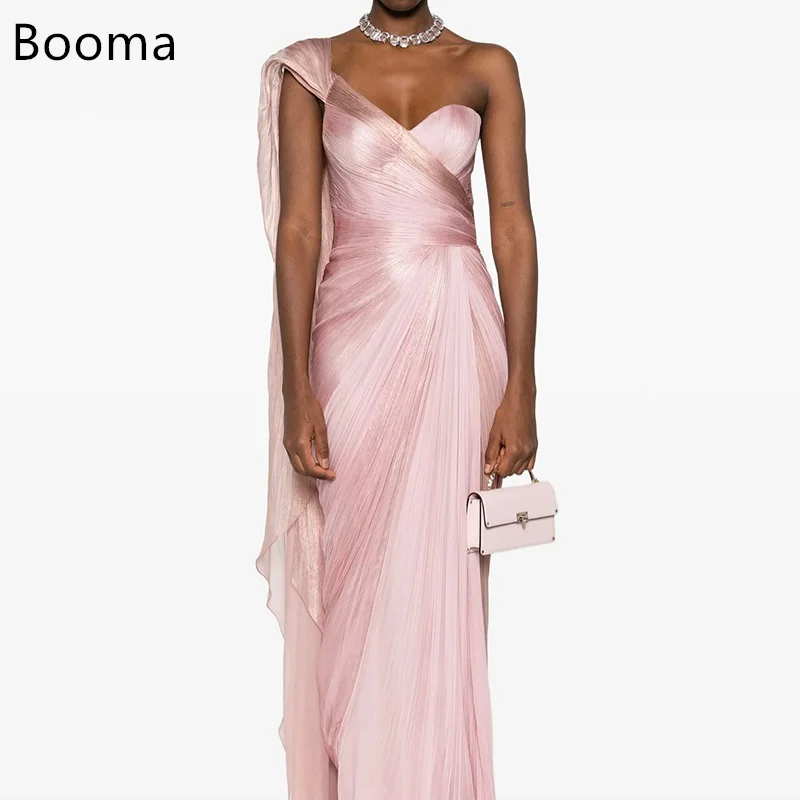 

Booma Mermaid Pink Shiny One-Shoulder Women Prom Formal Gowns for Women Pleat Evening Dress Dresses Simple Customized 2025