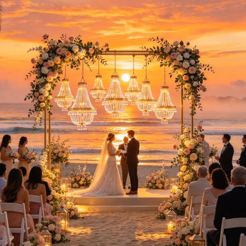 4pcs Design Wedding Chandelier Multi-layer Stage Hotel Chandelier Acrylic bead wireless LED Crystal Hanging Pendant Light