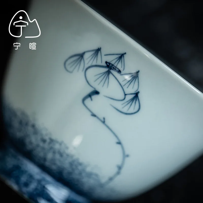 Dehua Hand-painted Three-talents Covered Bowl Ceramic Covered Bowl Tea Offering Bowl Hand-grab Tea Brewing Bowl Tea Bowl Tea Set